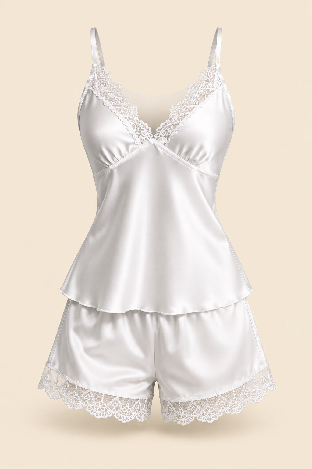 A woman modeling a white satin camisole and matching shorts set with lace trim in an indoor bathroom-like setting. The image includes the brand text 'ASAAL Designs' at the top right, a small inset showing the same model, and a blue 'Code 229' label at the bottom right.